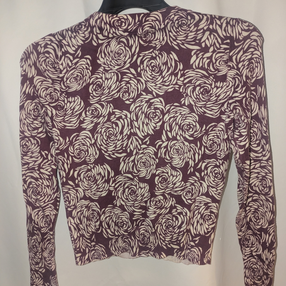 Banana Republic Rose Pattern Blouse in Purple and White